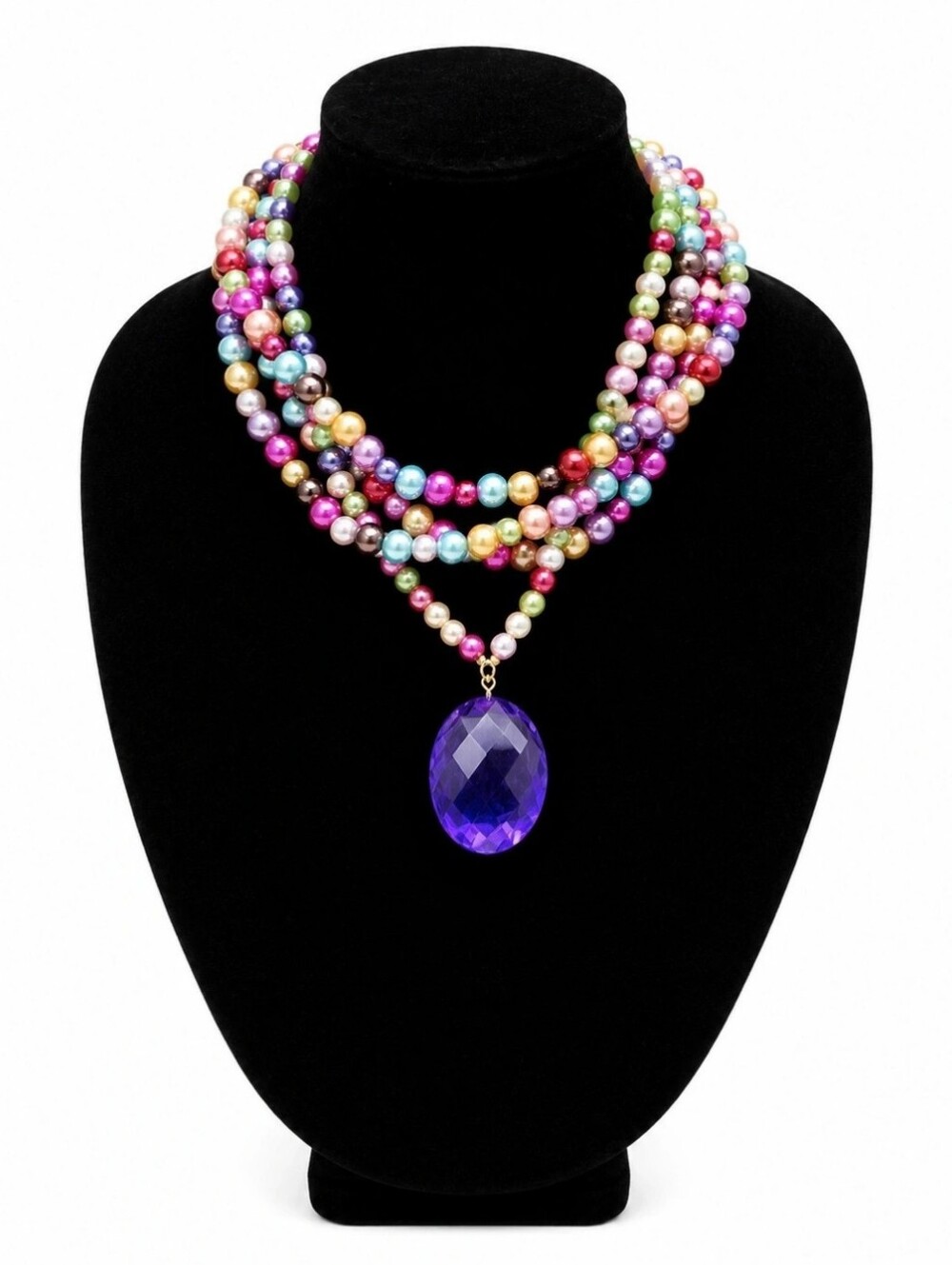 Rainbow Pearl Statement Necklace